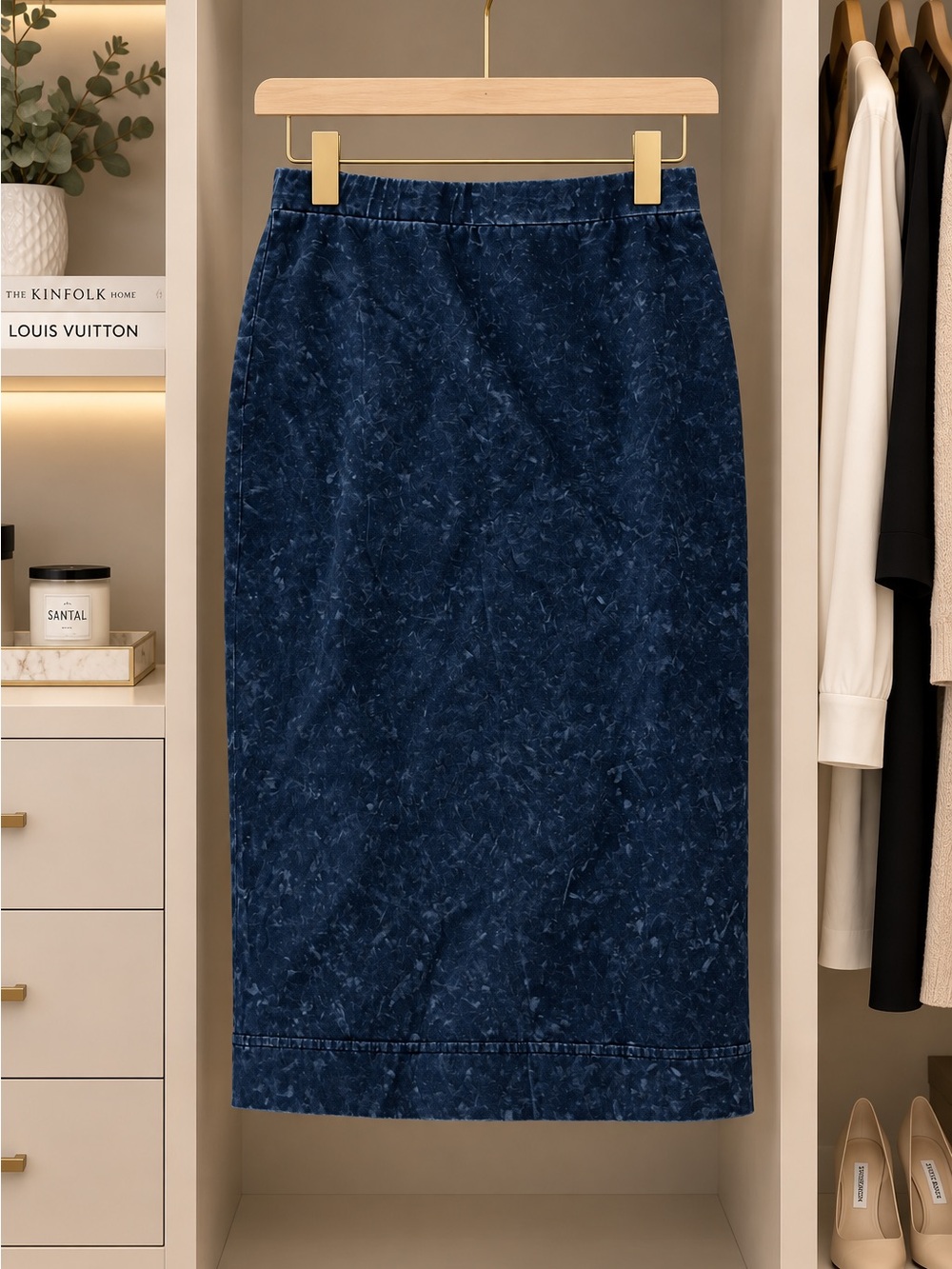 Classic Navy Midi Skirt - Women's Pencil Skirt